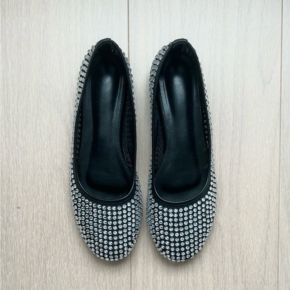 Black Rhinestone Ballet Flats, SZ 7.5